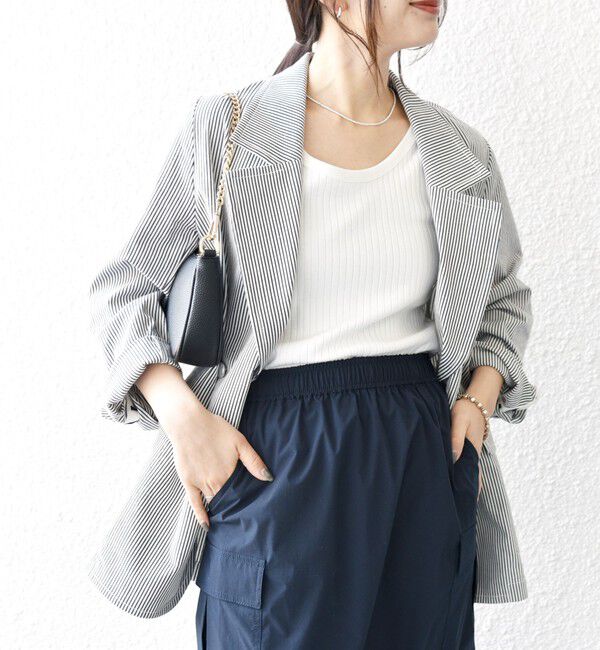 SHIPS any「SHIPS any:〈手洗い可能〉コードレーン ストライプ オーバー テーラード ジャケット」|テーラードジャケット|オフホワイト