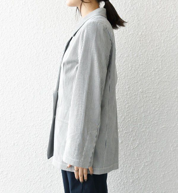 SHIPS any「SHIPS any:〈手洗い可能〉コードレーン ストライプ オーバー テーラード ジャケット」|テーラードジャケット|