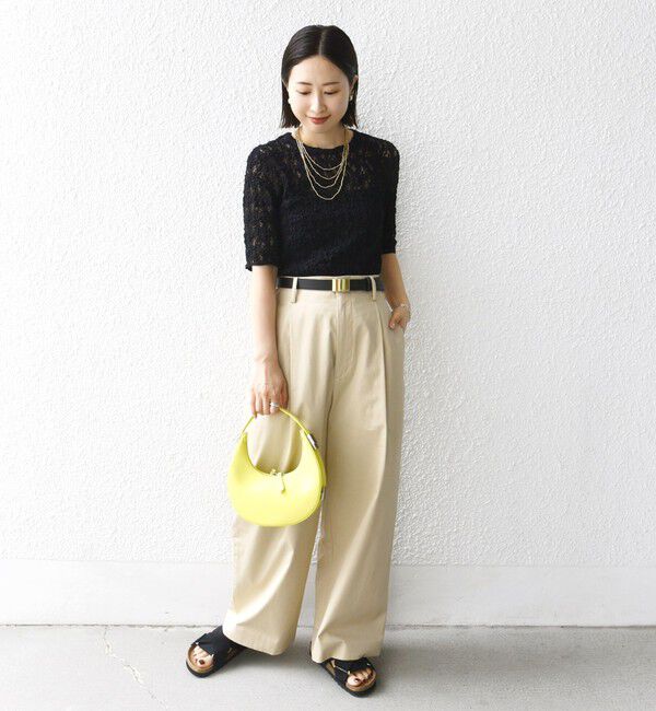 SHIPS for women「〈手洗い可能〉ラッセル レース クルーネック 5分袖 カットソー」|Tシャツ・カットソー|