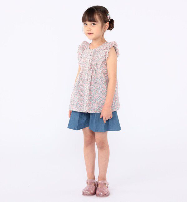 SHIPS KIDS「SHIPS KIDS:100～130cm / デニム プリーツ キュロット」|キュロット|