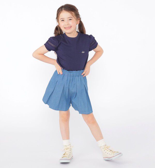 SHIPS KIDS「SHIPS KIDS:100～130cm / デニム プリーツ キュロット」|キュロット|