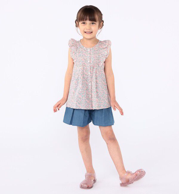 SHIPS KIDS「SHIPS KIDS:100～130cm / デニム プリーツ キュロット」|キュロット|