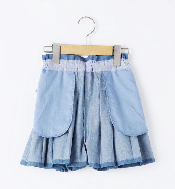 SHIPS KIDS「SHIPS KIDS:90cm / デニム プリーツ キュロット」|キュロット|