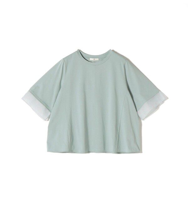 SHIPS for women「《一部追加予約》【WEB限定】〈接触冷感 / UVカット〉シアー オーガンジー コンビ プルオーバー」|Tシャツ・カットソー|