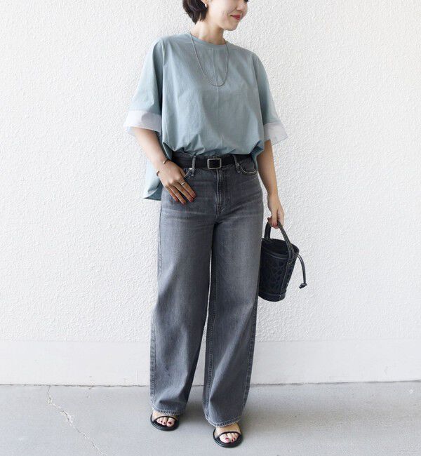 SHIPS for women「《一部追加予約》【WEB限定】〈接触冷感 / UVカット〉シアー オーガンジー コンビ プルオーバー」|Tシャツ・カットソー|