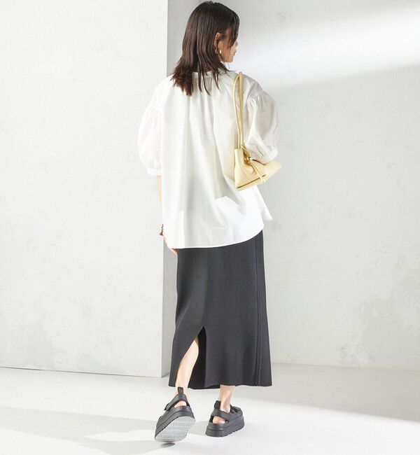 SHIPS for women「〈接触冷感 / 撥水加工〉TEX BRID(R)タフタ スキッパー 5分袖 ブラウス」|シャツ・ブラウス|