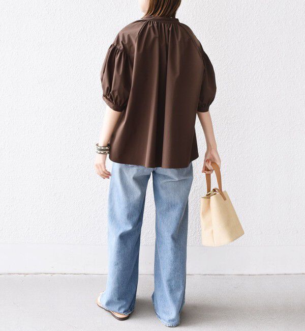 SHIPS for women「〈接触冷感 / 撥水加工〉TEX BRID(R)タフタ スキッパー 5分袖 ブラウス」|シャツ・ブラウス|