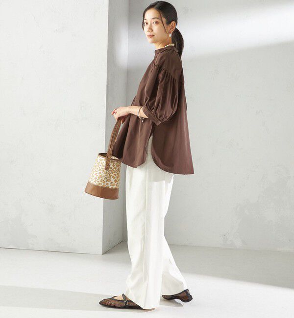 SHIPS for women「〈接触冷感 / 撥水加工〉TEX BRID(R)タフタ スキッパー 5分袖 ブラウス」|シャツ・ブラウス|