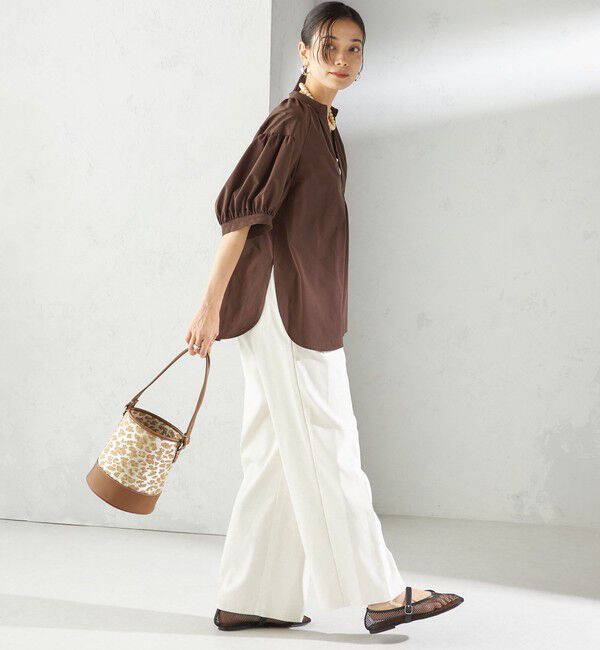 SHIPS for women「〈接触冷感 / 撥水加工〉TEX BRID(R)タフタ スキッパー 5分袖 ブラウス」|シャツ・ブラウス|