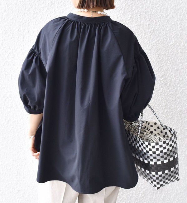 SHIPS for women「〈接触冷感 / 撥水加工〉TEX BRID(R)タフタ スキッパー 5分袖 ブラウス」|シャツ・ブラウス|