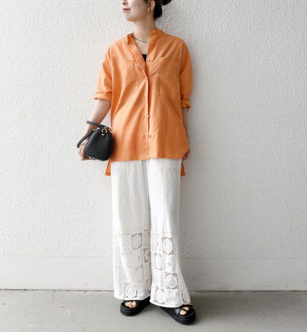 SHIPS any「SHIPS any:〈洗濯機可能〉リネン ミックス スタンドカラー ポケット シャツ 25SS 2」|シャツ・ブラウス|