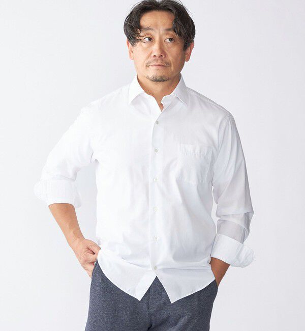 SHIPS「SHIPS: SMOOTH TEX ワイドカラー シャツ」|シャツ・ブラウス|ホワイト