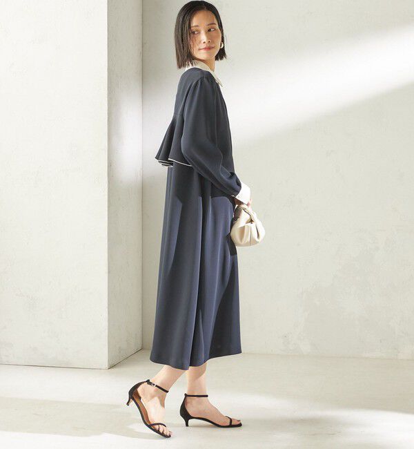 SHIPS for women「〈洗濯機可能〉ライト ダブルクロス バックフリル Aライン ワンピース（セレモニー対応可）」|ワンピース|