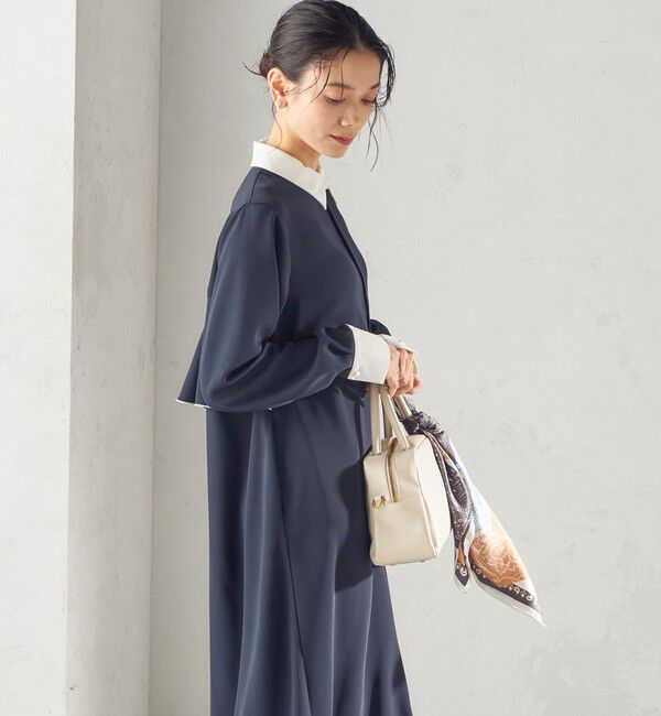 SHIPS for women「〈洗濯機可能〉ライト ダブルクロス バックフリル Aライン ワンピース（セレモニー対応可）」|ワンピース|