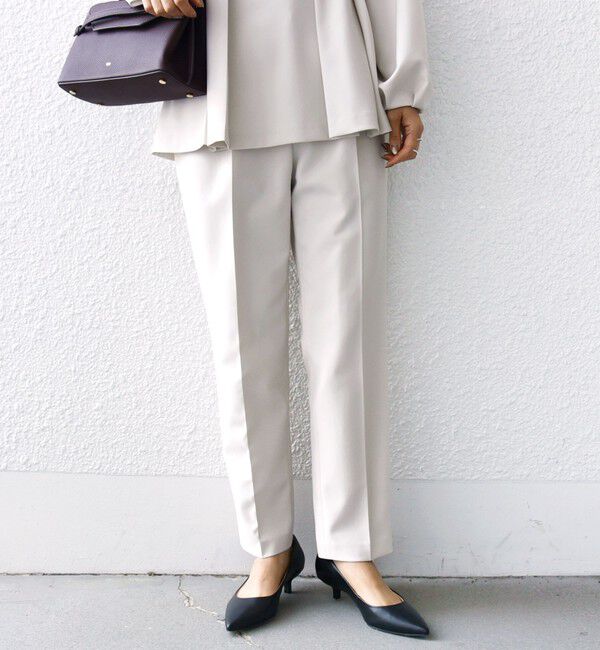 SHIPS for women「〈手洗い可能〉ダブル クロス パンツ オフホワイト（セレモニー対応可）」|スラックス|