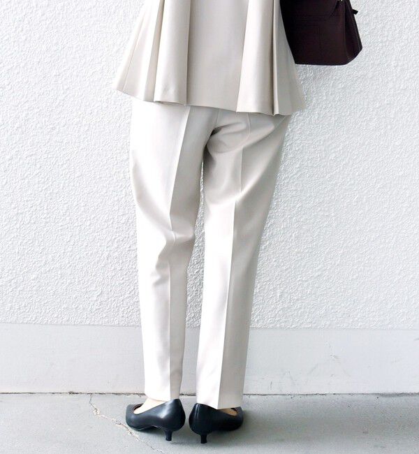 SHIPS for women「〈手洗い可能〉ダブル クロス パンツ オフホワイト（セレモニー対応可）」|スラックス|