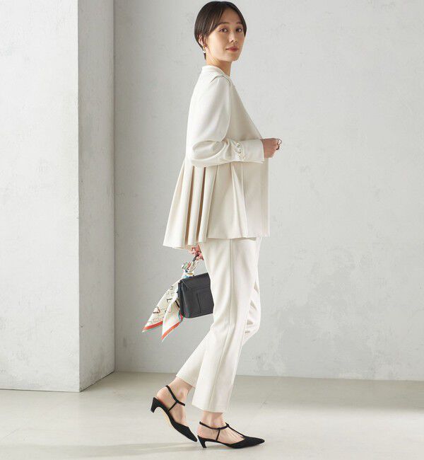 SHIPS for women「〈手洗い可能〉ダブル クロス パンツ オフホワイト（セレモニー対応可）」|スラックス|