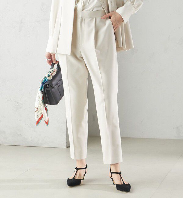 SHIPS for women「〈手洗い可能〉ダブル クロス パンツ オフホワイト（セレモニー対応可）」|スラックス|