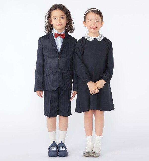 SHIPS KIDS「SHIPS KIDS:110～130cm /セレモニー ネイビー ストライプ ジャケット」|スーツ|
