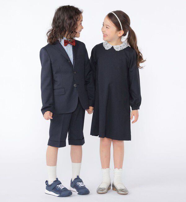 SHIPS KIDS「SHIPS KIDS:110～130cm /セレモニー ネイビー ストライプ ジャケット」|スーツ|