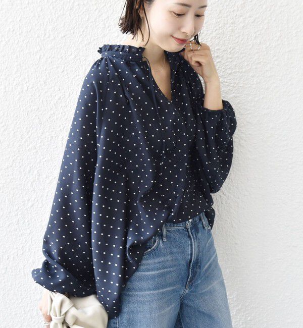 SHIPS for women「〈手洗い可能〉ドット リボン デザイン 長袖 ブラウス」|シャツ・ブラウス|