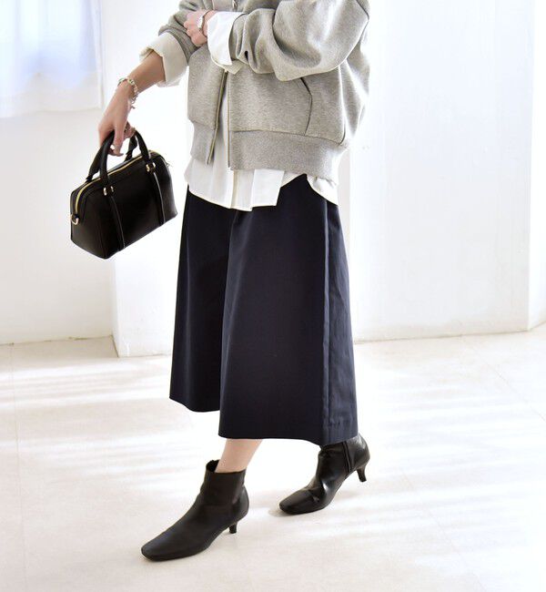 quaranciel「quaranciel:〈洗濯機可能〉タック Aライン ハーフ パンツ」|キュロット|ネイビー