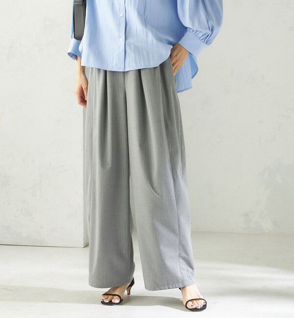 SHIPS for women「《一部追加予約》〈手洗い可能〉トロ ピン ストライプ ウエスト ギャザー パンツ」|その他|