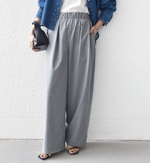 SHIPS for women「《一部追加予約》〈手洗い可能〉トロ ピン ストライプ ウエスト ギャザー パンツ」|その他|