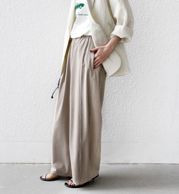 SHIPS for women「《一部追加予約》〈手洗い可能〉トロ ピン ストライプ ウエスト ギャザー パンツ」|その他|