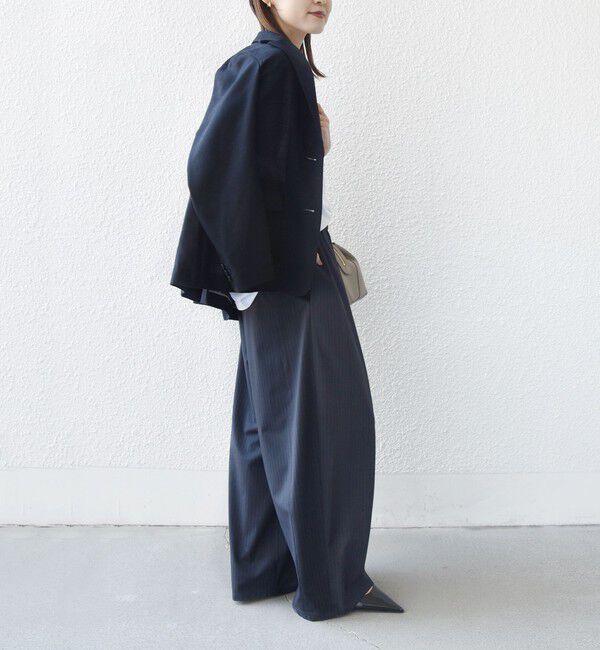 SHIPS for women「《一部追加予約》〈手洗い可能〉トロ ピン ストライプ ウエスト ギャザー パンツ」|その他|