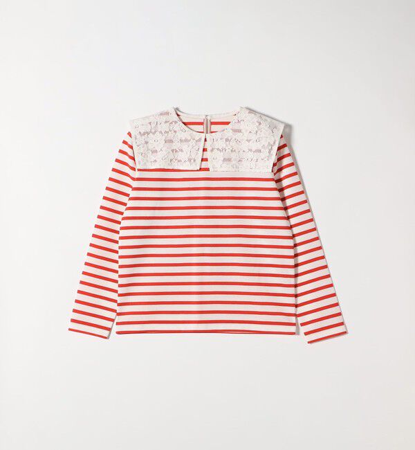 SHIPS any「《予約》SHIPS any:〈洗濯機可能〉マリンボーダー レース 襟 プルオーバー」|Tシャツ・カットソー|