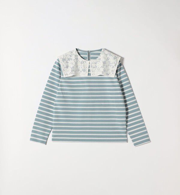 SHIPS any「《予約》SHIPS any:〈洗濯機可能〉マリンボーダー レース 襟 プルオーバー」|Tシャツ・カットソー|