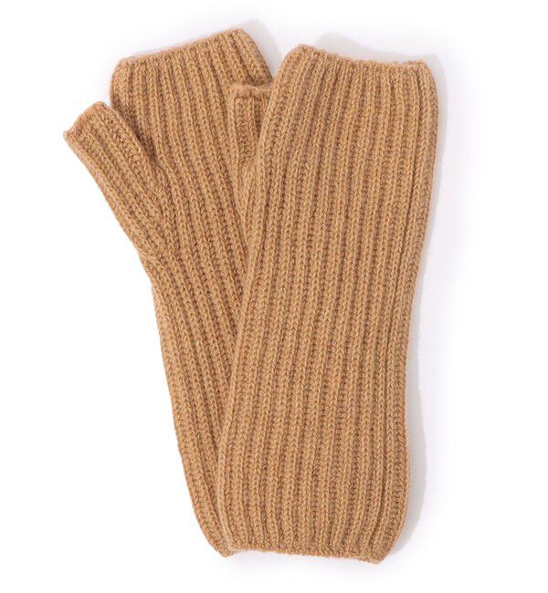 TOMORROWLAND GOODS「Johnstons of Elgin rib rist カシミヤ フィンガーレスグローブ」|手袋|45 キャメル