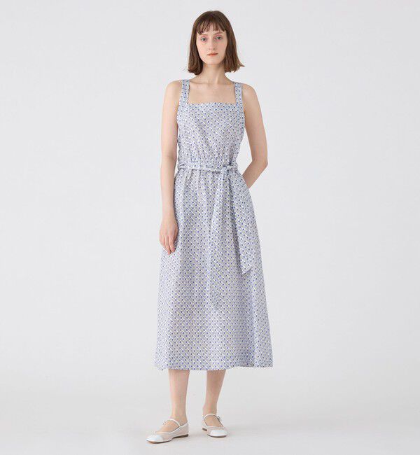 SOULEIADO「リネンプリント エプロンワンピース」|ワンピース|