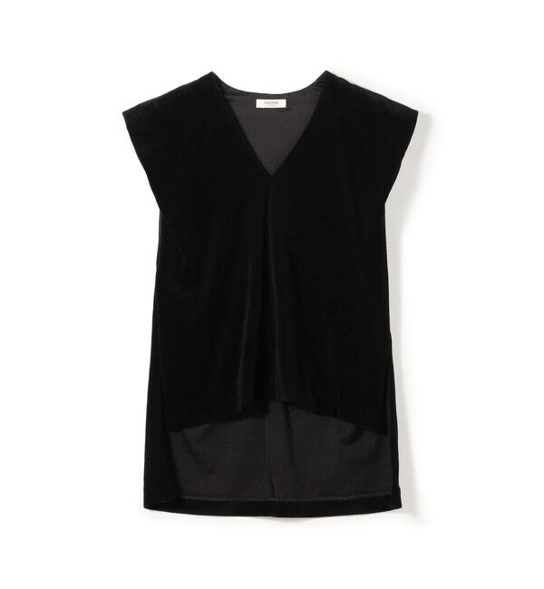 MACPHEE「コットンポリエステルベロア Vネックベスト」|ベスト・ジレ|19 ブラック