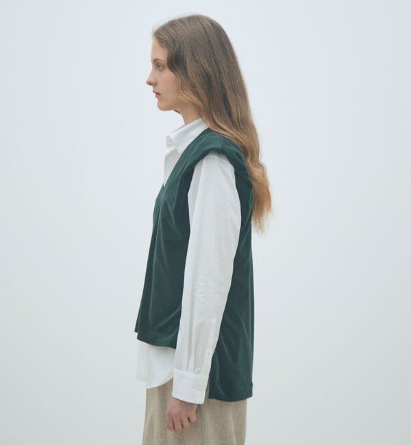 MACPHEE「コットンポリエステルベロア Vネックベスト」|ベスト・ジレ|