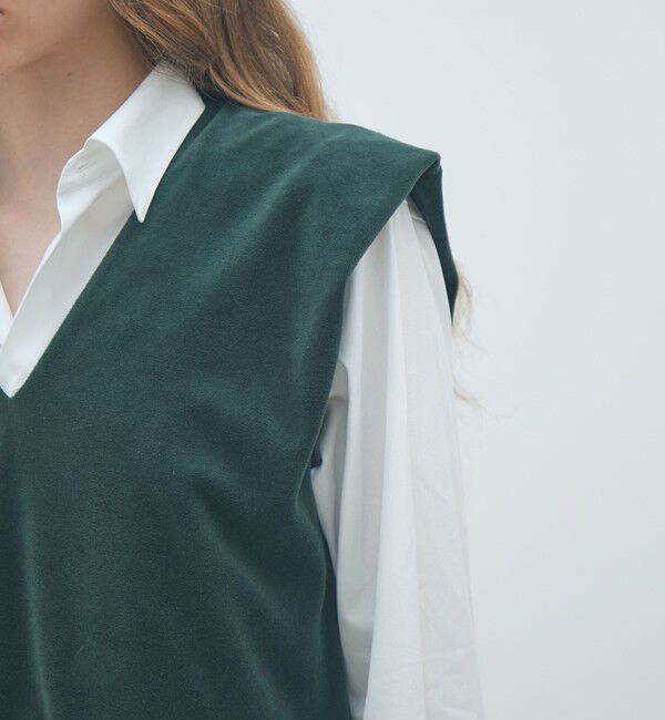 MACPHEE「コットンポリエステルベロア Vネックベスト」|ベスト・ジレ|