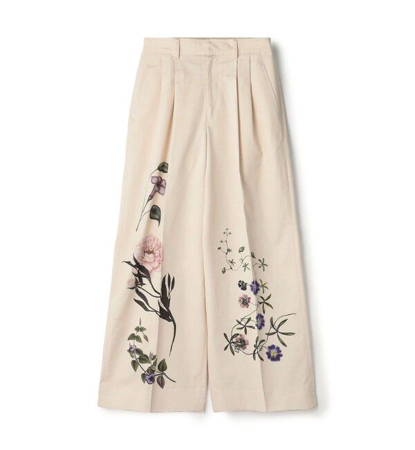 CABaN「コットンツイル フラワープリント2タックワイドパンツ」|チノ|12 ホワイト系