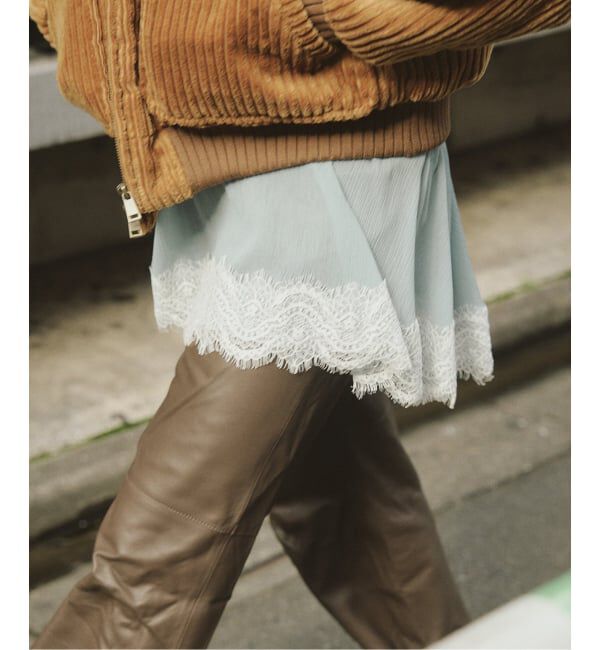 IENA LA BOUCLE「IENA LA BOUCLE 楊柳レースミニキャミドレス」|キャミソール|