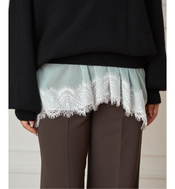 IENA LA BOUCLE「IENA LA BOUCLE 楊柳レースミニキャミドレス」|キャミソール|