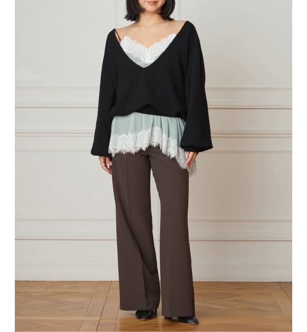 IENA LA BOUCLE「IENA LA BOUCLE 楊柳レースミニキャミドレス」|キャミソール|