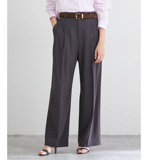 IENA「ウォッシャブル ジョーゼットスラックス」|スラックス|グレー