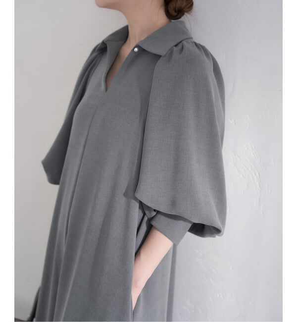 IENA「&NAVY メランジツイルギャザーワンピース」|ワンピース|