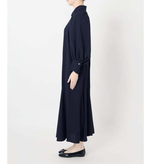 IENA「&NAVY メランジツイルギャザーワンピース」|ワンピース|