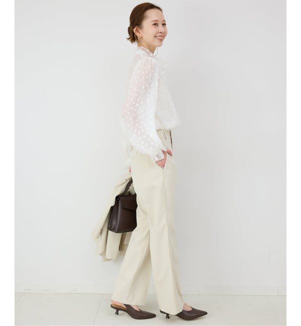 SLOBE IENA「《WEB限定/追加予約》フラワージャガードフリルブラウス」|シャツ・ブラウス|