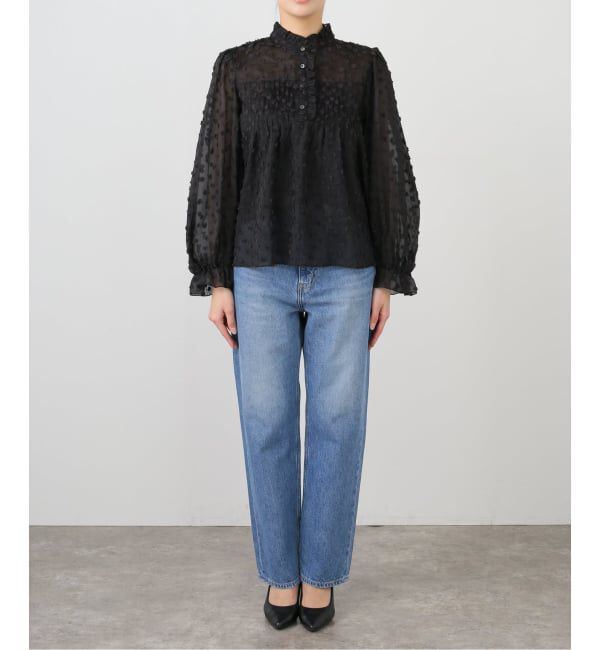 SLOBE IENA「《WEB限定/追加予約》フラワージャガードフリルブラウス」|シャツ・ブラウス|