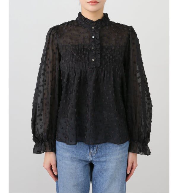 SLOBE IENA「《WEB限定/追加予約》フラワージャガードフリルブラウス」|シャツ・ブラウス|