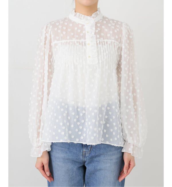 SLOBE IENA「《WEB限定/追加予約》フラワージャガードフリルブラウス」|シャツ・ブラウス|