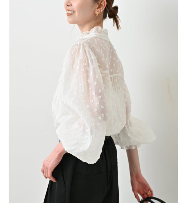 SLOBE IENA「《WEB限定/追加予約》フラワージャガードフリルブラウス」|シャツ・ブラウス|