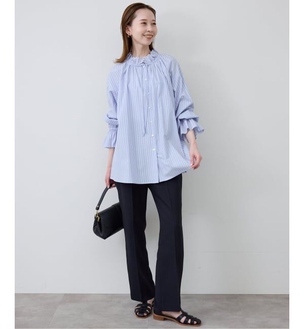 SLOBE IENA「《追加予約》タイプライターフリルブラウス」|シャツ・ブラウス|